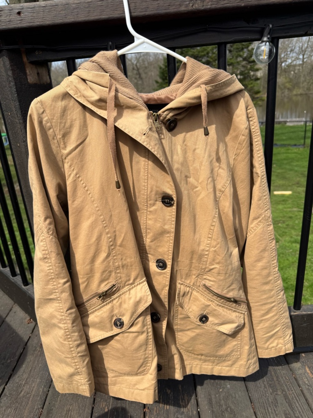 Love Tree Casual Hooded Tan Jacket for Women